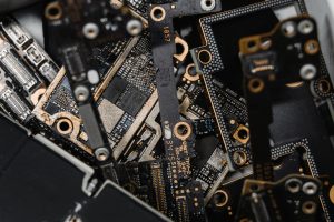 A detailed close-up of assorted electronic circuit board components. — A simple process of buy likes for social media profile