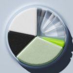 Abstract pie chart with various colored segments representing data distribution.