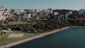 Aerial shot showcasing Istanbul's beautiful waterfront and urban landscape on a sunny day. — PG: Great Fun